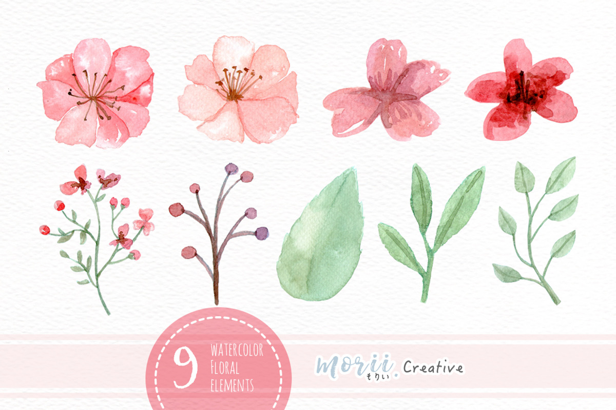 RedPink Garden Flower Graphic Set, an Illustration by May • SHO (Photo 9 of 9)