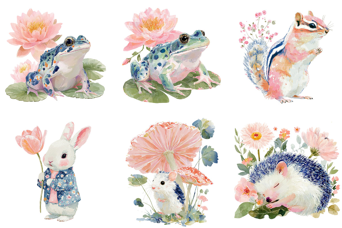 Whimsical Spring Animals Clipart, an Illustration by DreamArtGraphic (Photo 4 of 4)