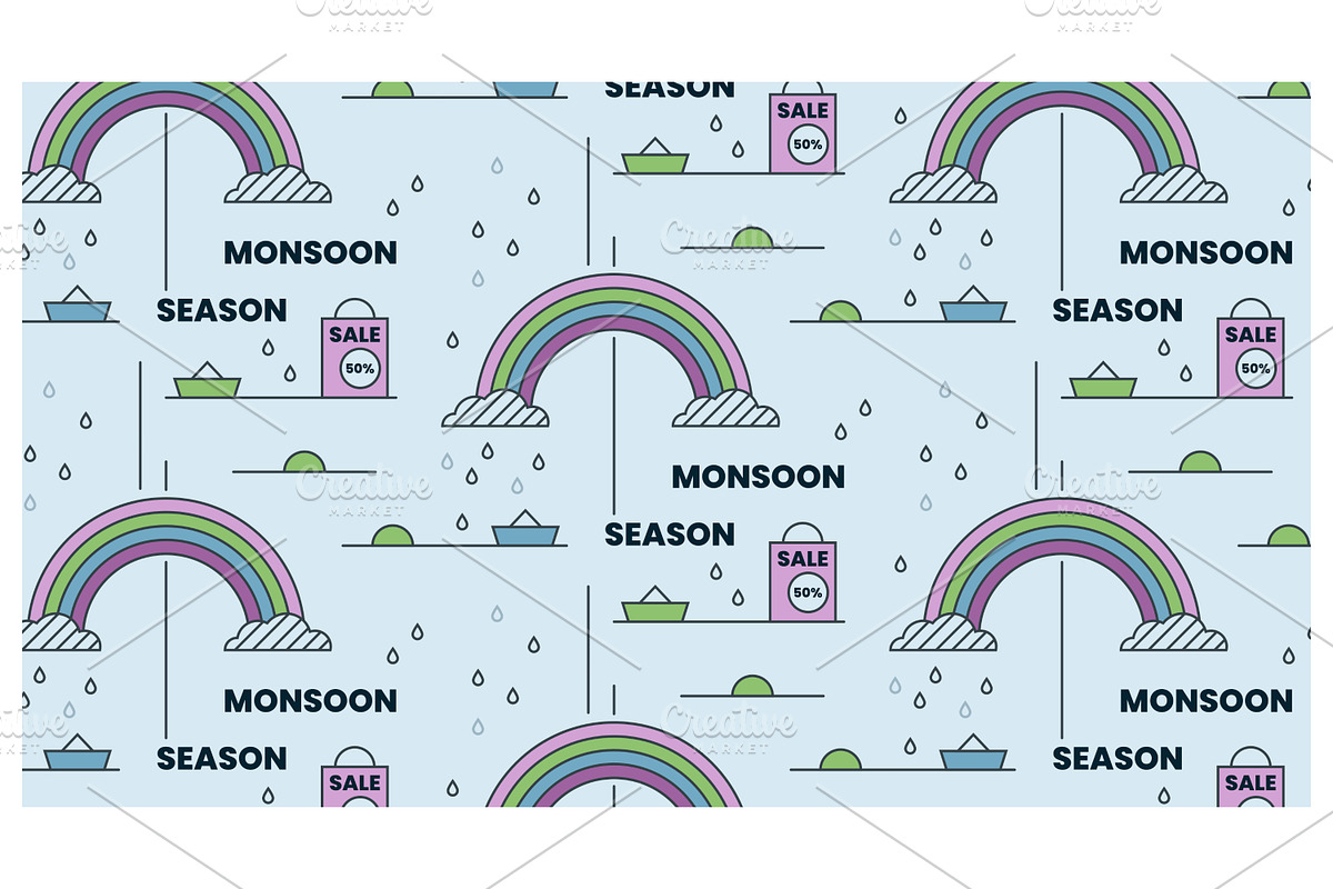 Monsoon season sale, a Decorative Illustration by Creative Backgrounds