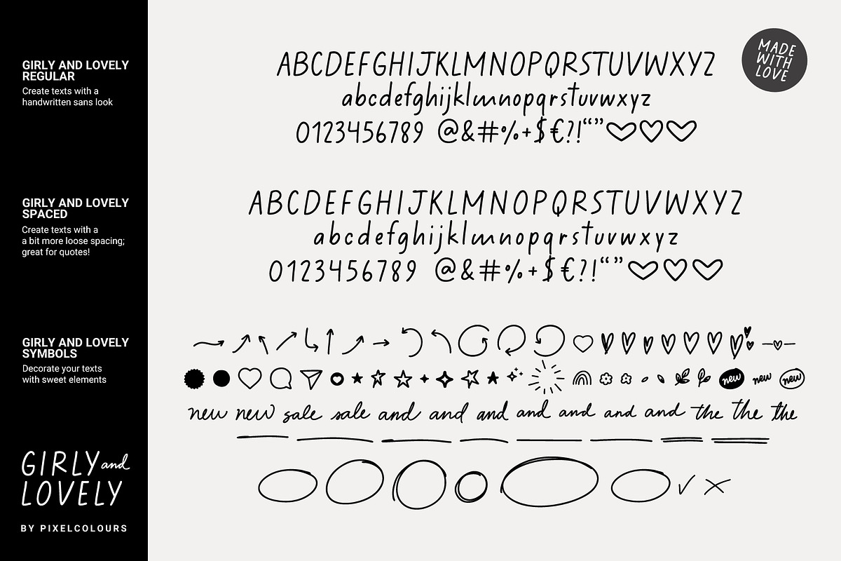 Handwritten Sans Serif Girly Font, a Sans Serif Font by pixelcolours (Photo 10 of 10)