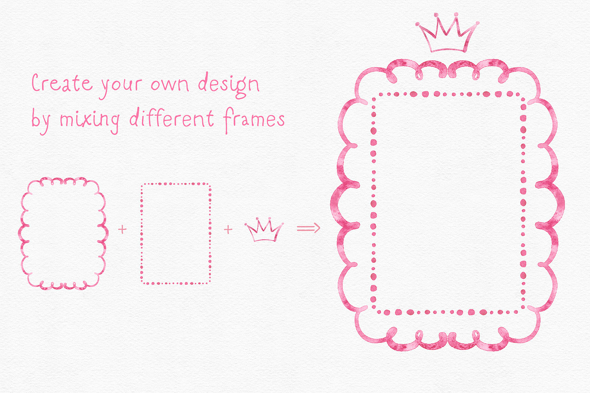Pink Frames Watercolor Hand Drawn, an Object Graphic by Solo Art Original (Photo 5 of 9)