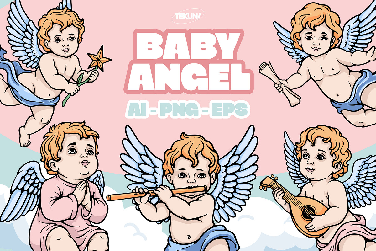 Baby Angel Illustration Set, an Illustration by Tekuni (Photo 1 of 13)