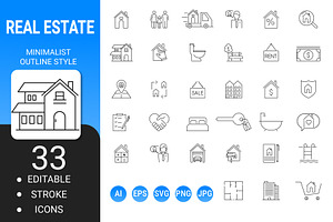 Real estate vector outline icon set, an Outline Icon by Icons