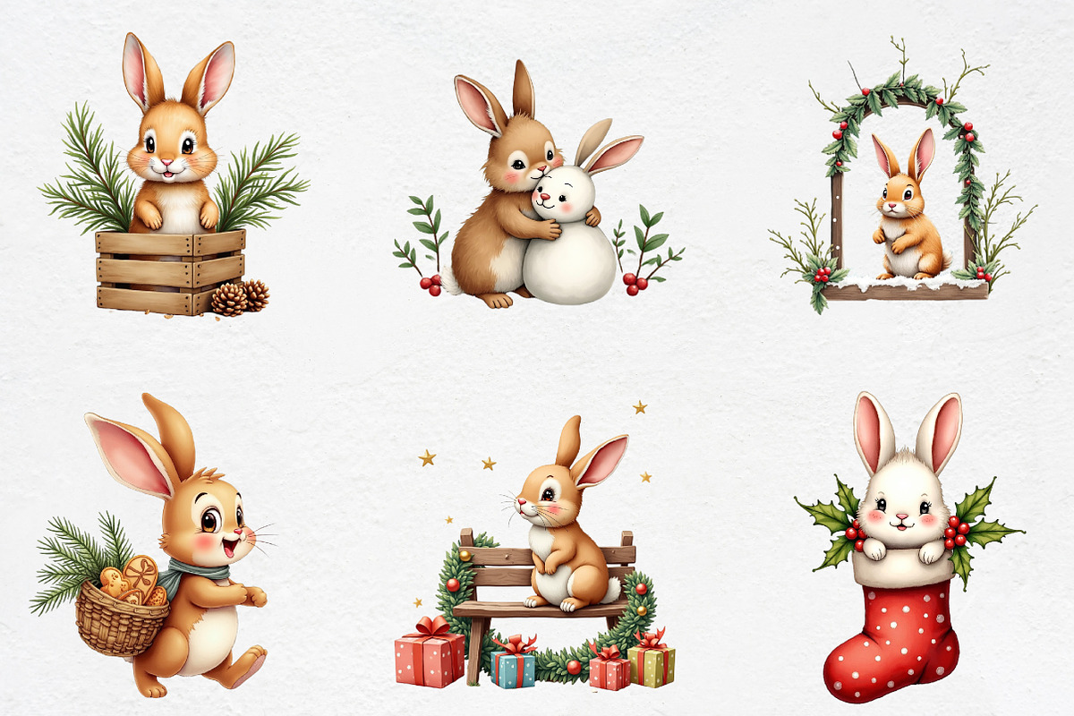 Christmas Bunny Garden ClipArt's Bun, an Illustration by CrexoraLab (Photo 2 of 5)
