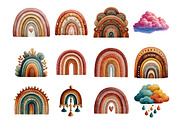 Watercolor Boho Rainbow Clipart, an Illustration by DreamArtGraphic (Thumbnail 4 of 4)