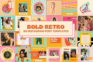 Retro Bold Instagram Post Templates, a Social Media Template by Hell Yeah Designs