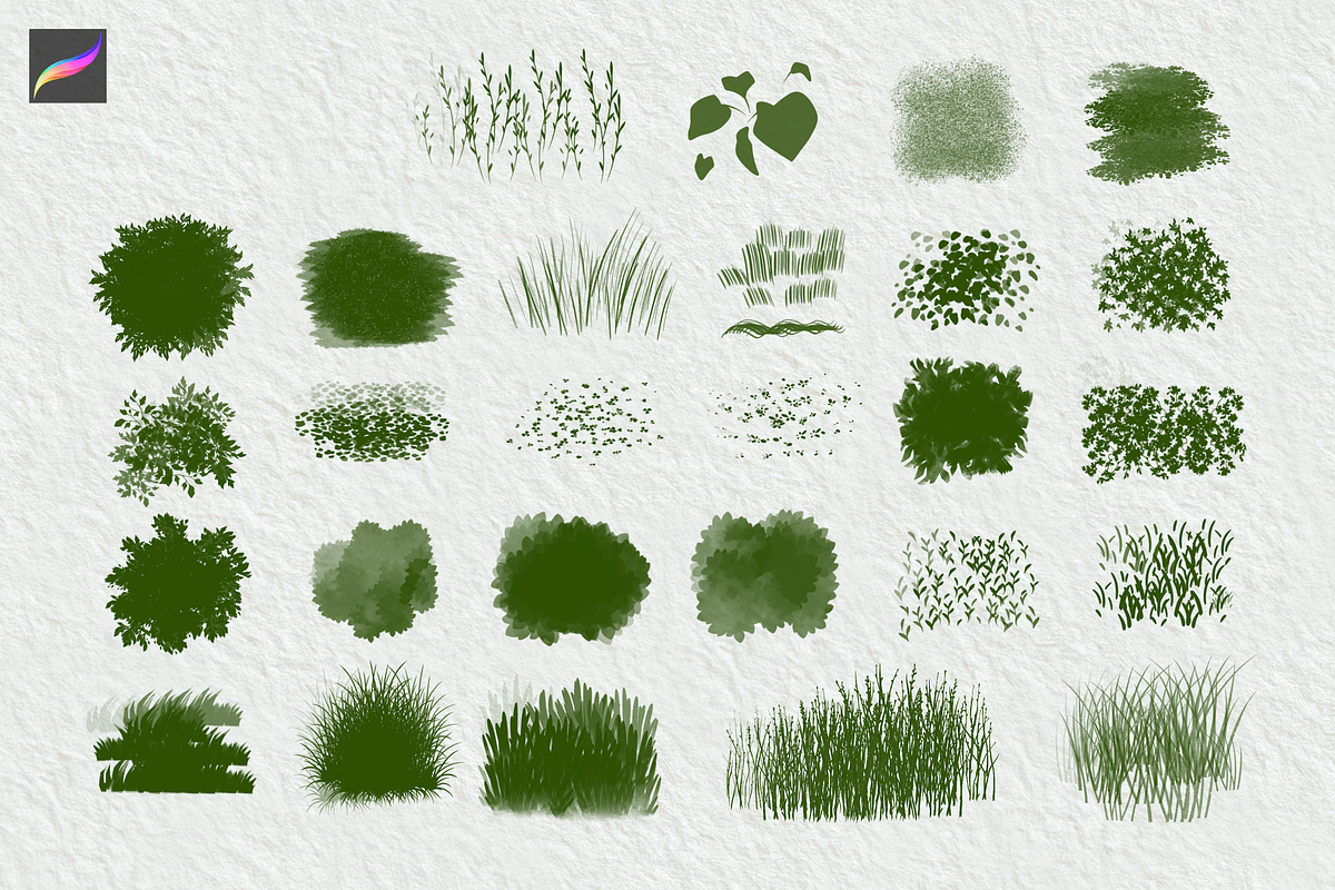 Procreate Brushes - Grass & Leaves, a Brush Add-On by Moon House Shop (Photo 4 of 5)