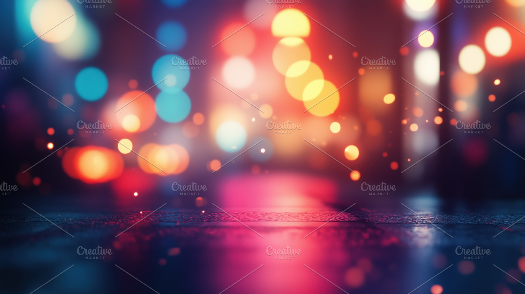 A vibrant, blurred background featuring colorful bokeh lights in shades of blue, an Industrial Photo by Textures & Backgrounds