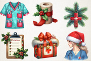 Christmas Nurse Clipart Set, an Illustration by RobertsArt (Thumbnail 5 of 7)