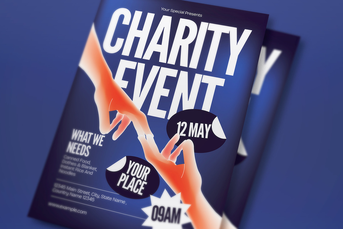 Blue Bold Charity Event Flyer Set, a Flyer Template by graphicook (Photo 2 of 3)