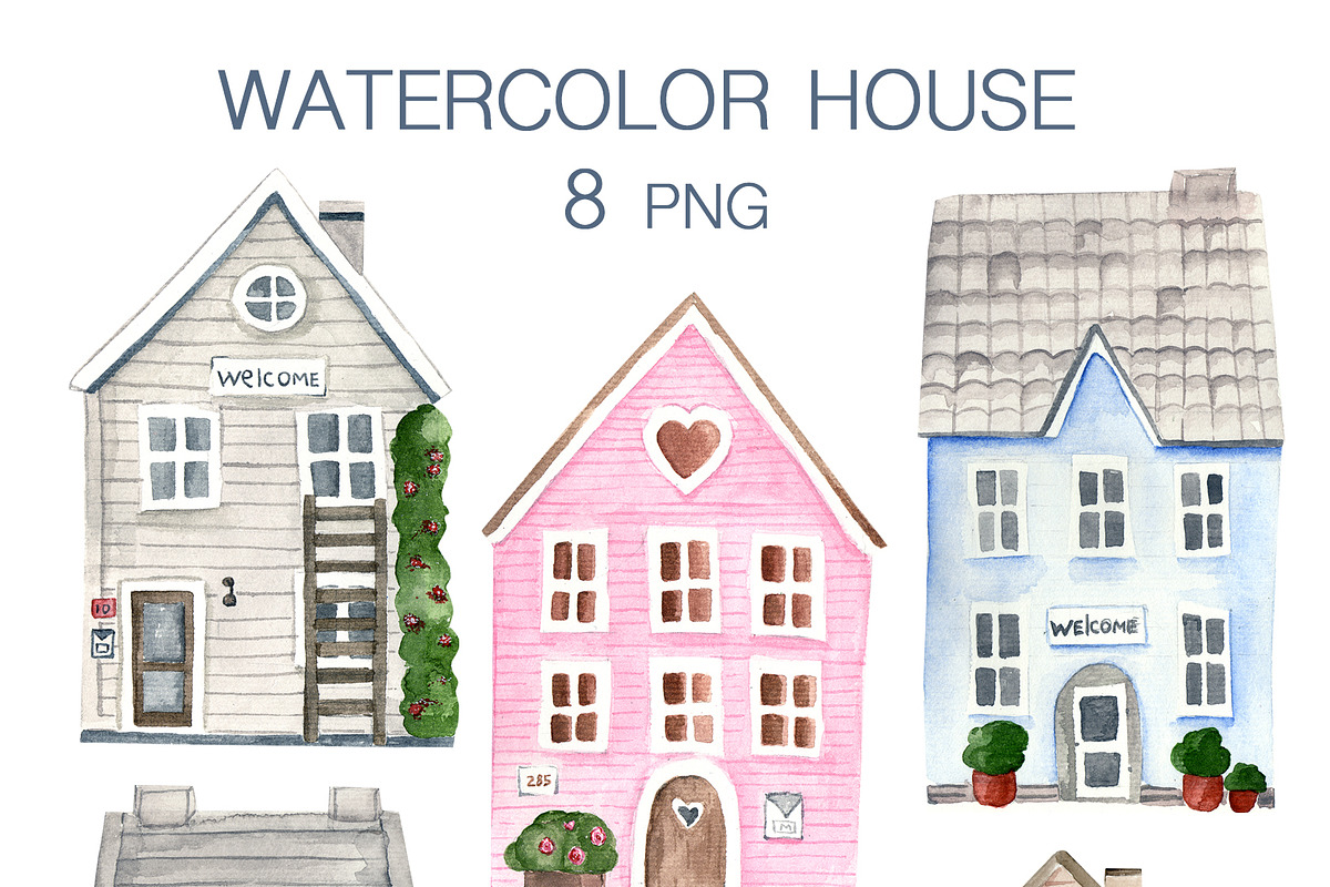 Watercolor colorful houses, an Illustration by Julia Bogdan (Photo 2 of 3)