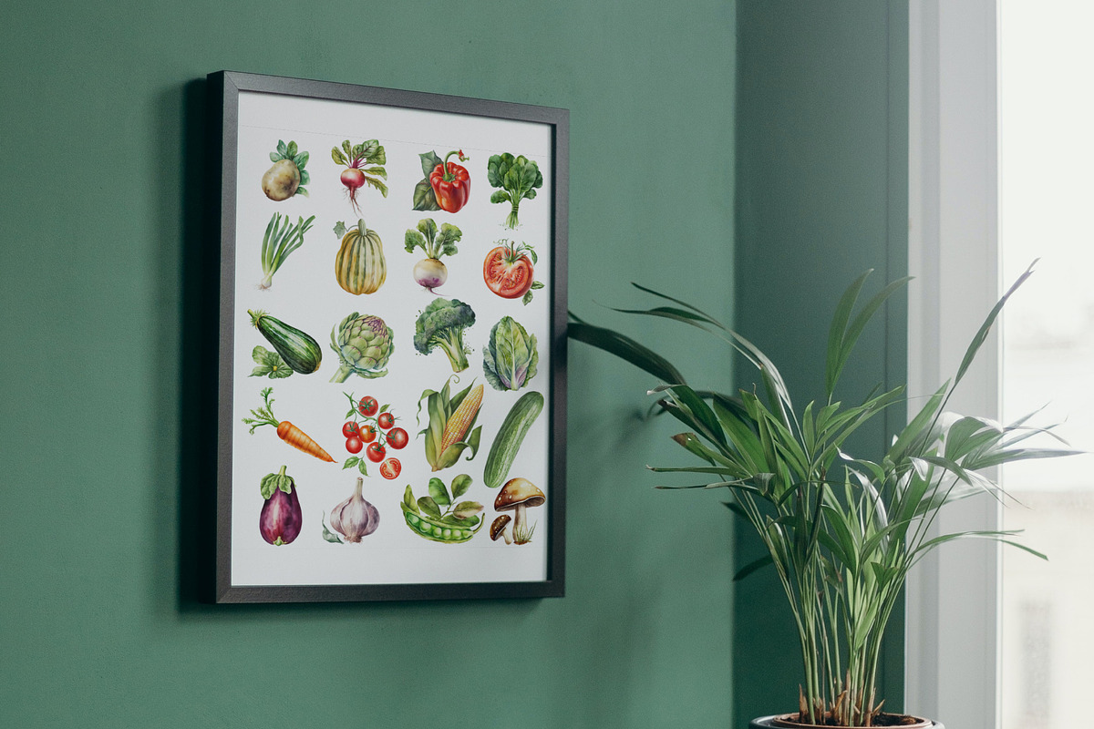 55 Vegetables Watercolor Clipart PNG, a Graphic by Craftsy Crafters (Photo 6 of 6)