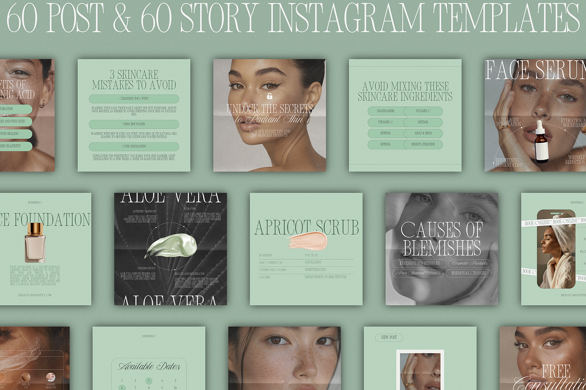 CANVA Skincare Instagram Templates, a Social Media Template by Xenié Creative (Photo 4 of 11)