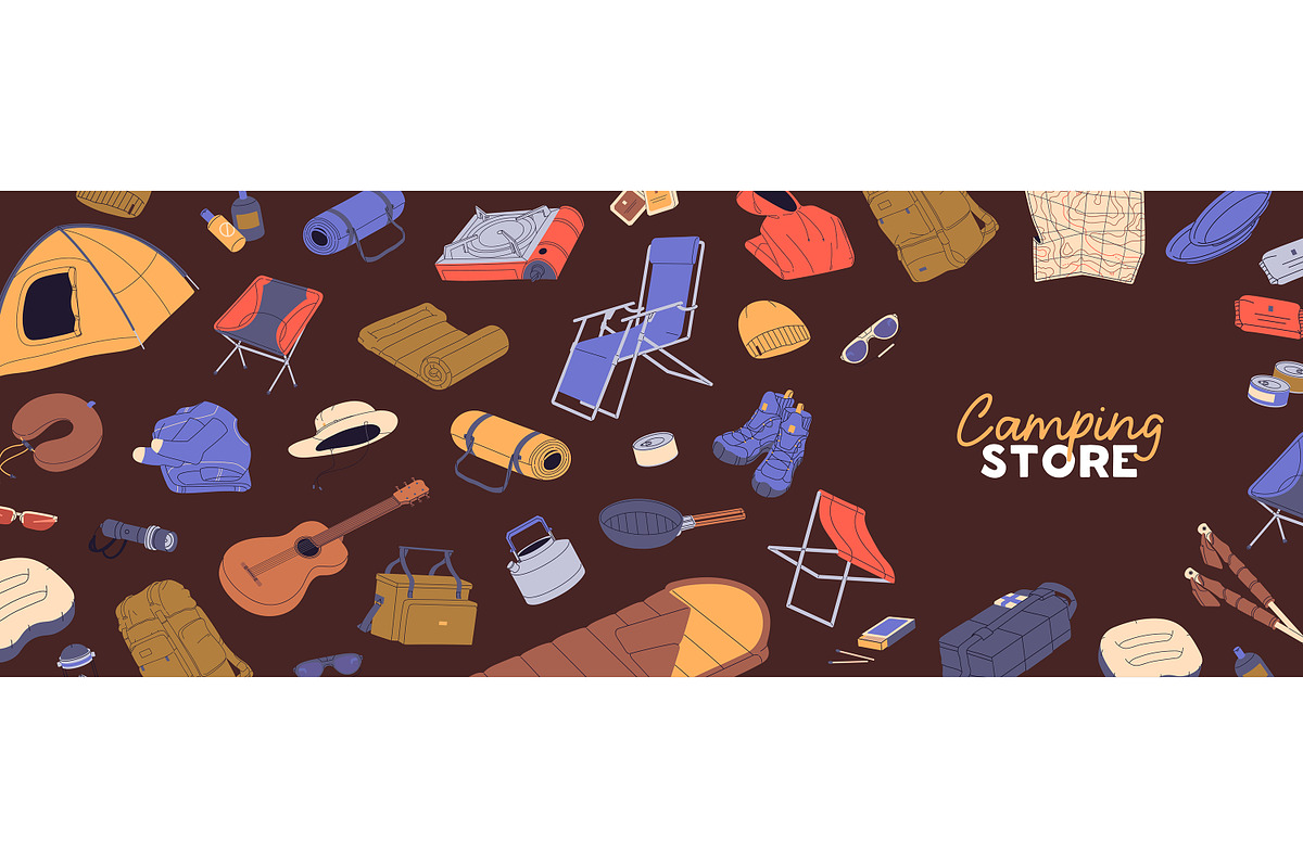 Camping, hiking kit set, patterns, an Object Illustration by PaperTrident (Photo 5 of 5)