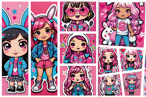 Kawaii Girl Stickers & Illustrations, an Illustration by ETARA by Mea Hau