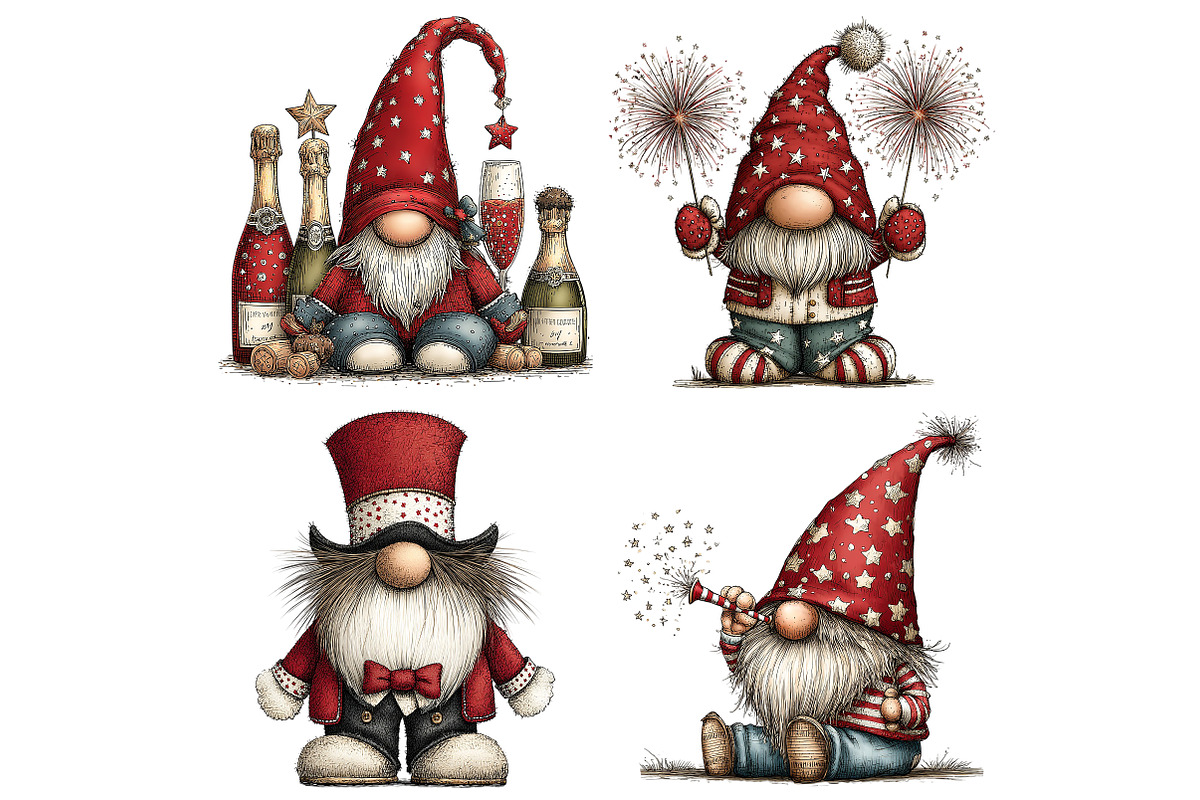 New Year Gnome Clipart, an Illustration by Craft Nest (Photo 4 of 9)