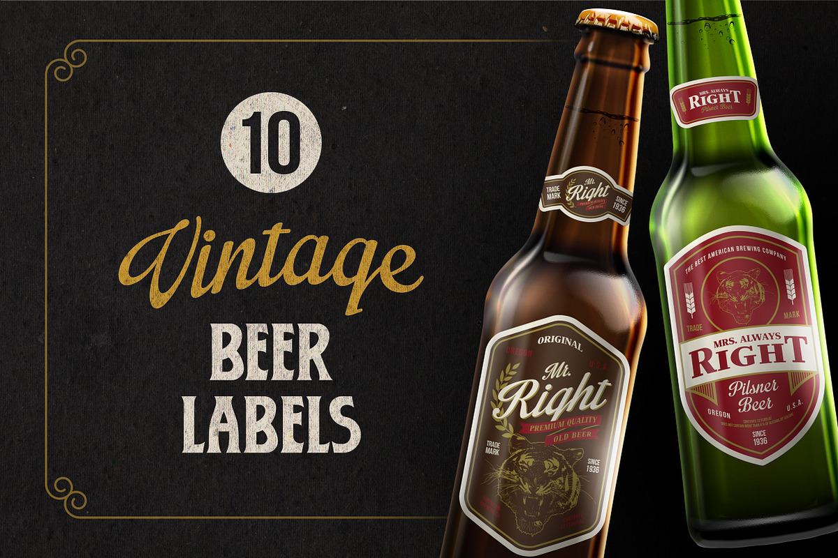 10 Vintage Beer Labels, an Object Graphic by Aksa & Nusa Co. (Photo 1 of 5)