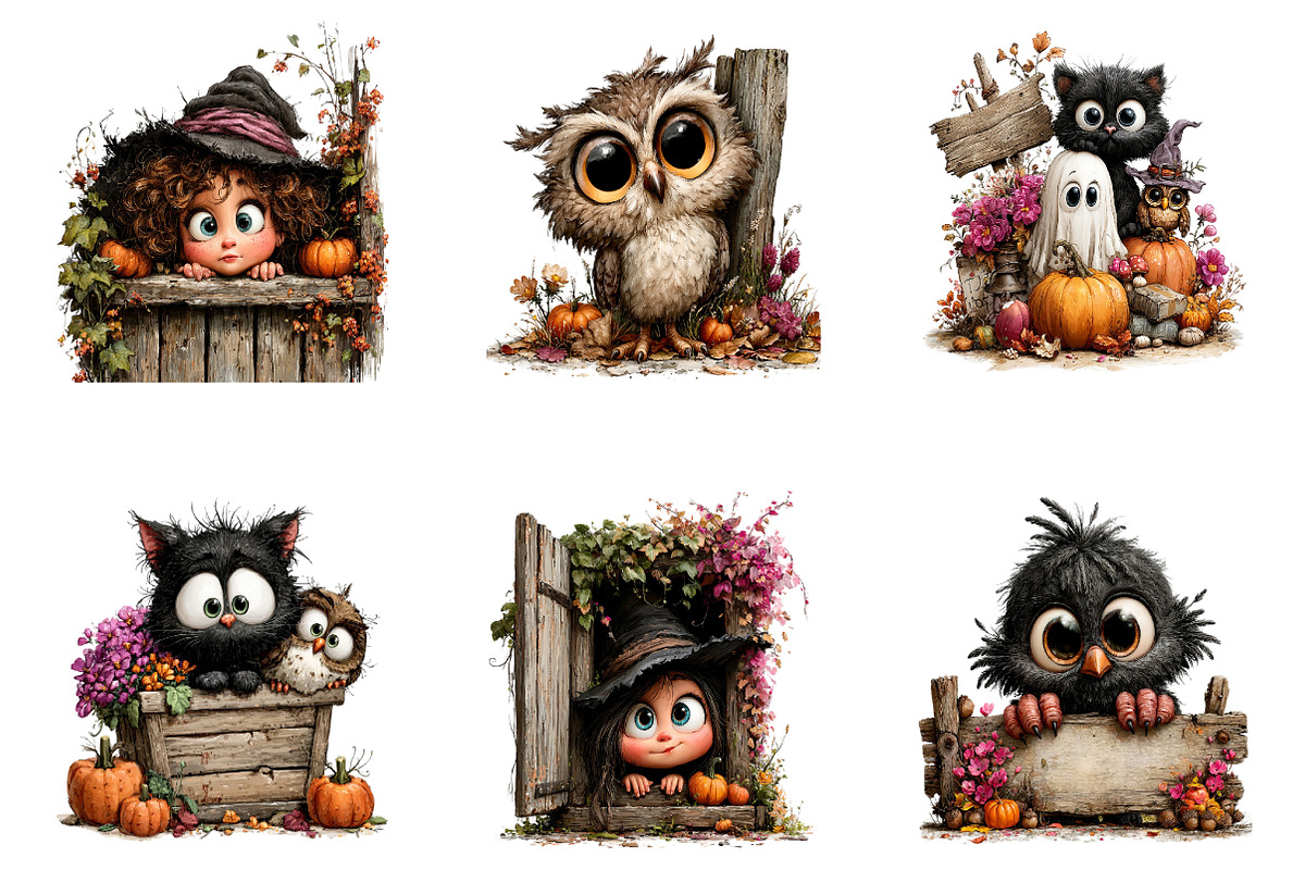 Peeking Halloween Clipart Bundle, a Seasonal Illustration by CreationArt (Photo 6 of 6)