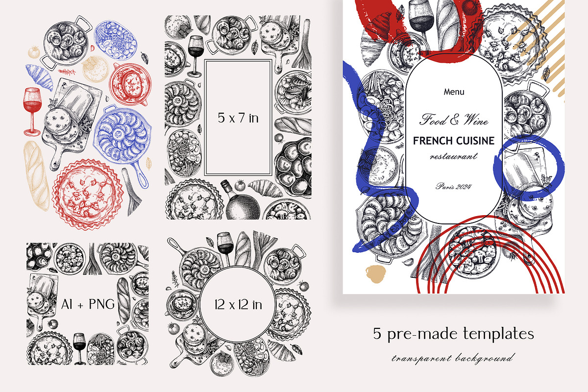 French Cuisine. Vector Food & Drinks, a Food Illustration by Yevheniia (Photo 5 of 11)