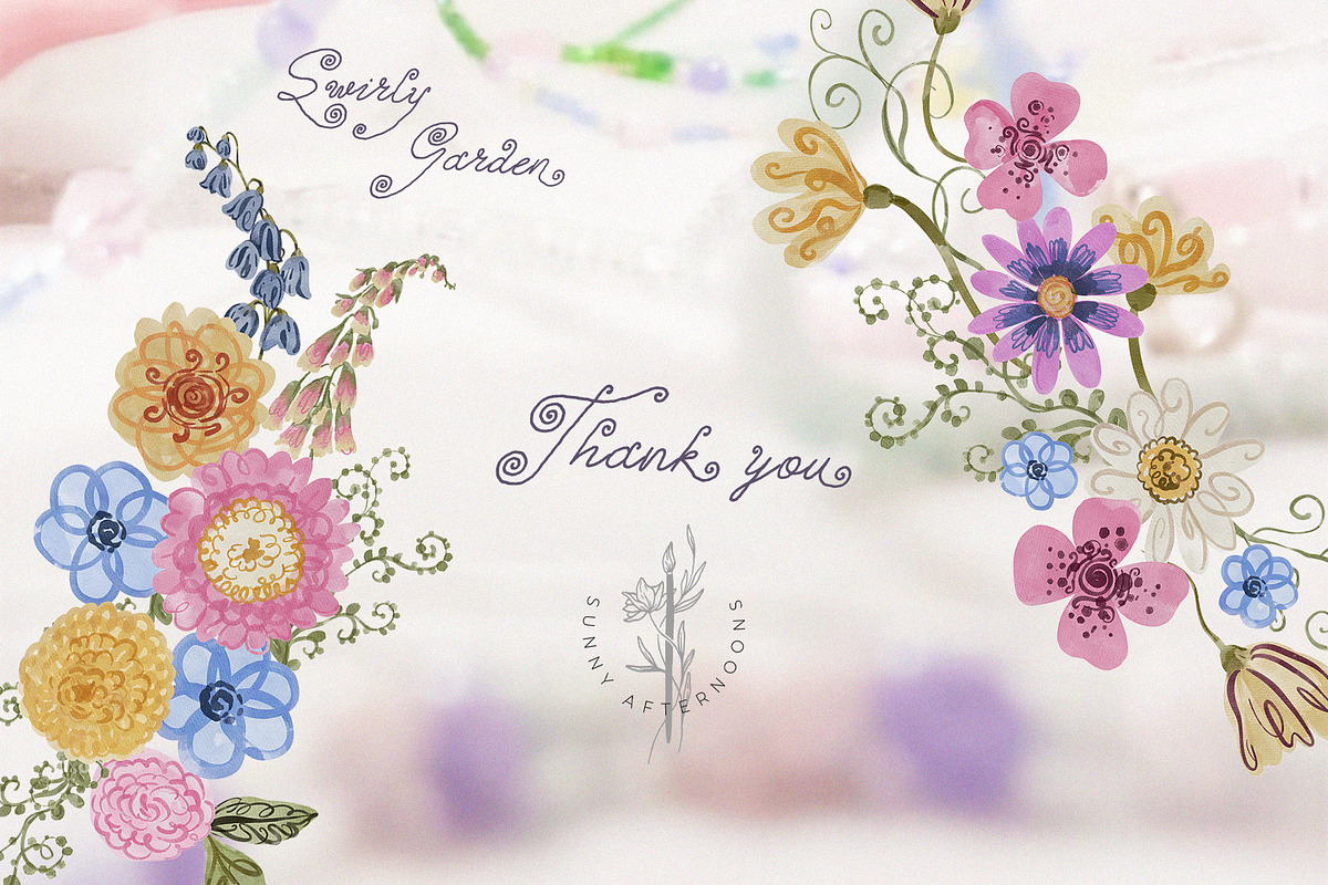 Whimsical Swirly Garden Florals, a Decorative Illustration by SunnyAfternoons (Photo 17 of 17)