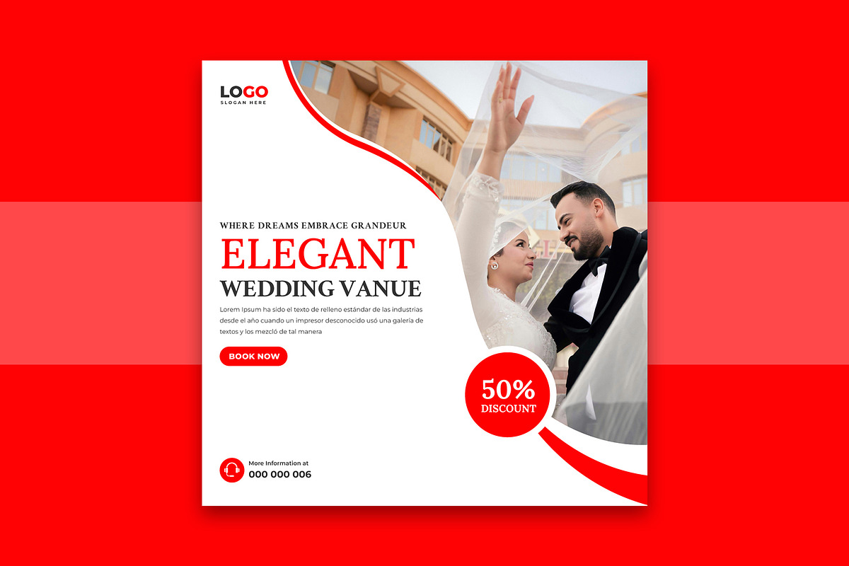 Wedding Venue Social Media Post, a Social Media Template by Designgrove (Photo 2 of 3)