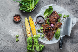 Barbecue pork spare ribs with corn