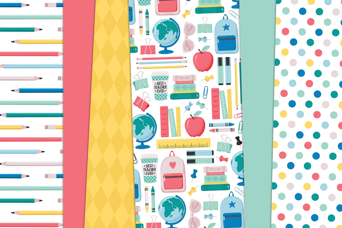 Seamless Back 2 School Digital Paper, a Pattern Graphic by Paper Starr Studio (Photo 3 of 7)