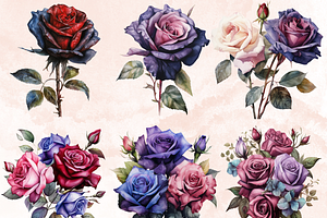 Watercolor Gothic Roses Collection