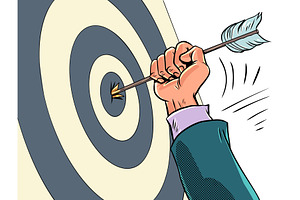The arrow hits the target, a Person Illustration by rogistok