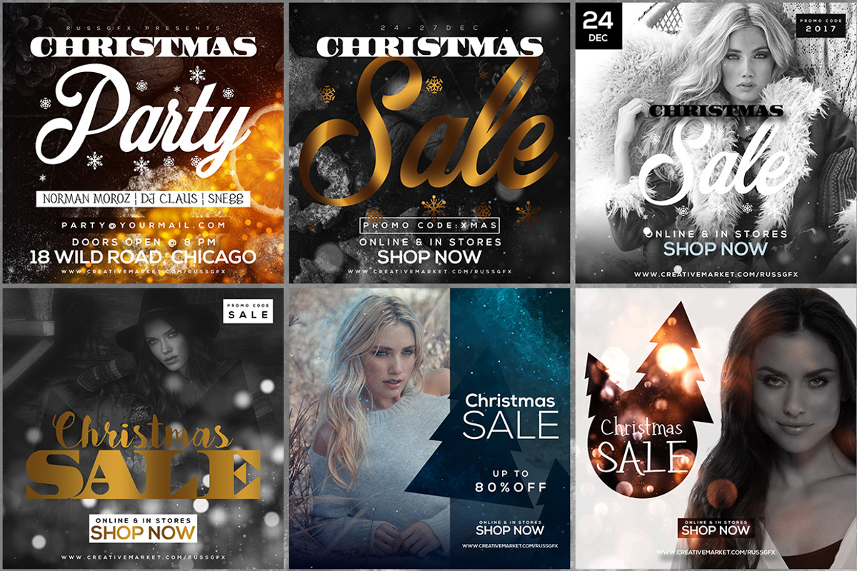 24 Instagram Christmas Posts, a Social Media Template by RussGFX (Photo 9 of 9)
