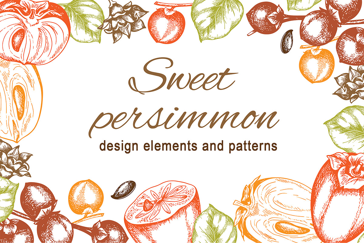 Sweet Persimmon Fruit Vintage Kit, a Food Illustration by Artspace (Photo 1 of 6)