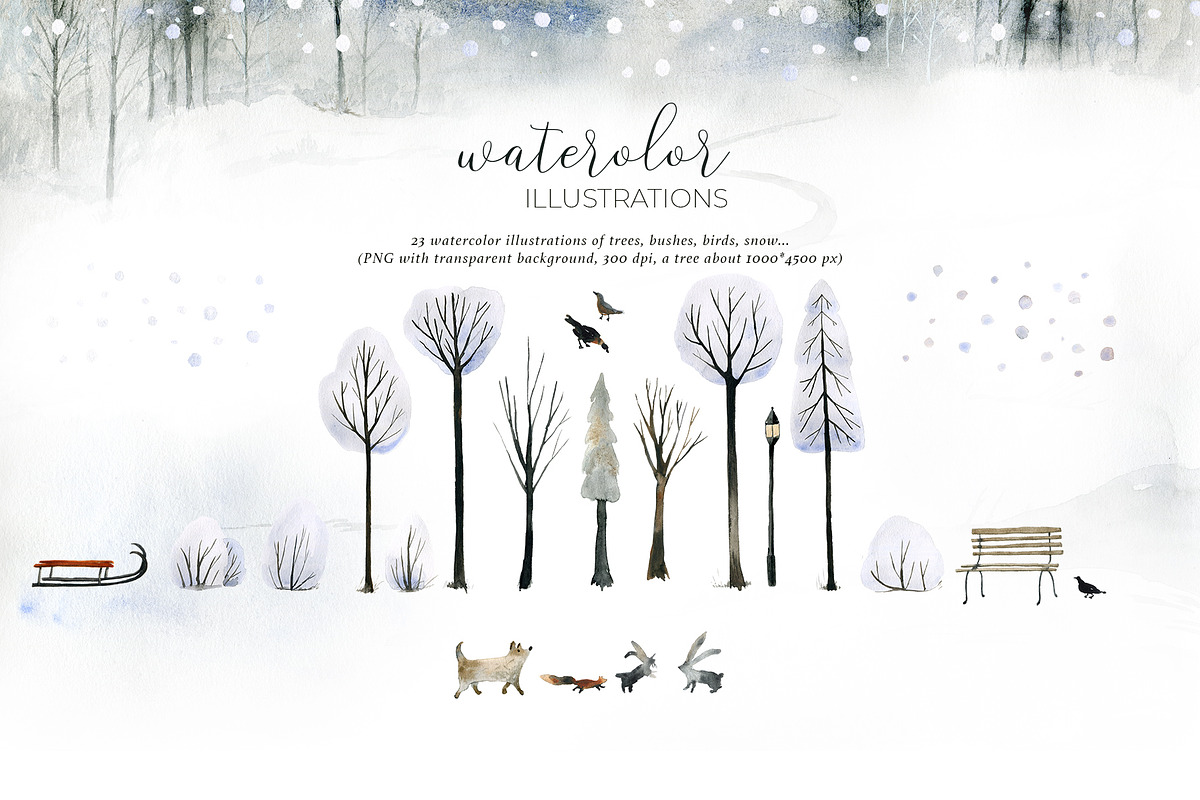 A Walk in Winter Watercolor Set, a Person Illustration by Bibela (Photo 5 of 14)