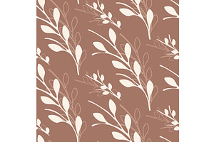 Brown seamless floral pattern with, an Illustration by okskukuruza