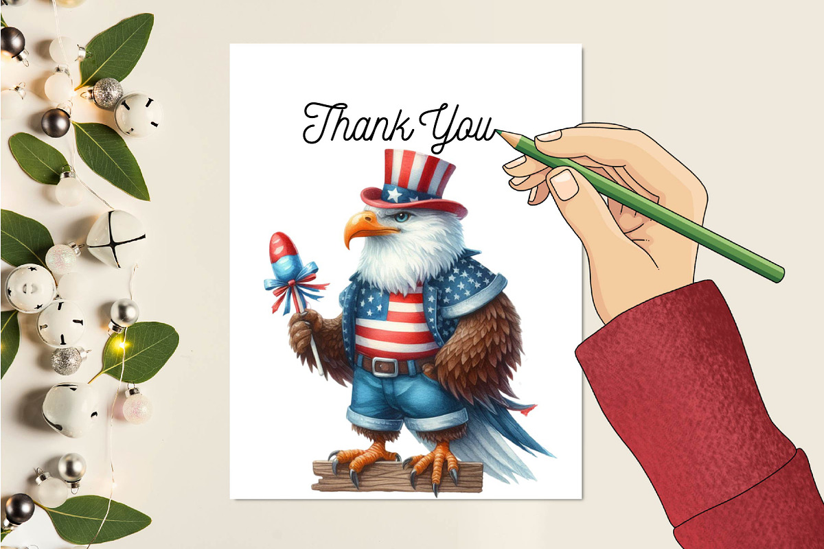Watercolor Patriotic Eagles Clipart, an Animal Illustration by Craft Nest (Photo 2 of 4)