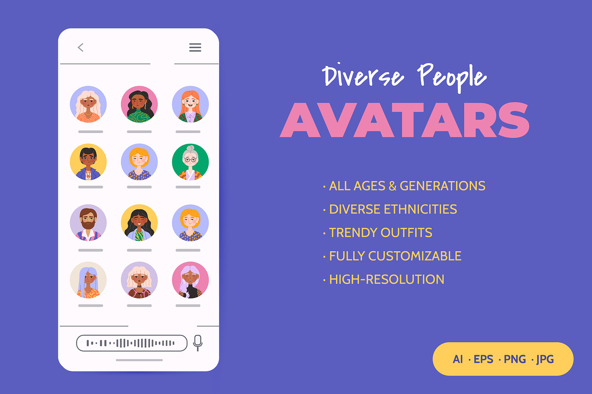 35 Diverse People Avatars, a Person Illustration by IuliiaSavko (Photo 2 of 8)