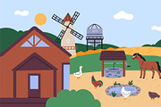 Farm buildings landscape. Panoramic, an Animal Illustration by YummyBuum (Thumbnail 3 of 3)