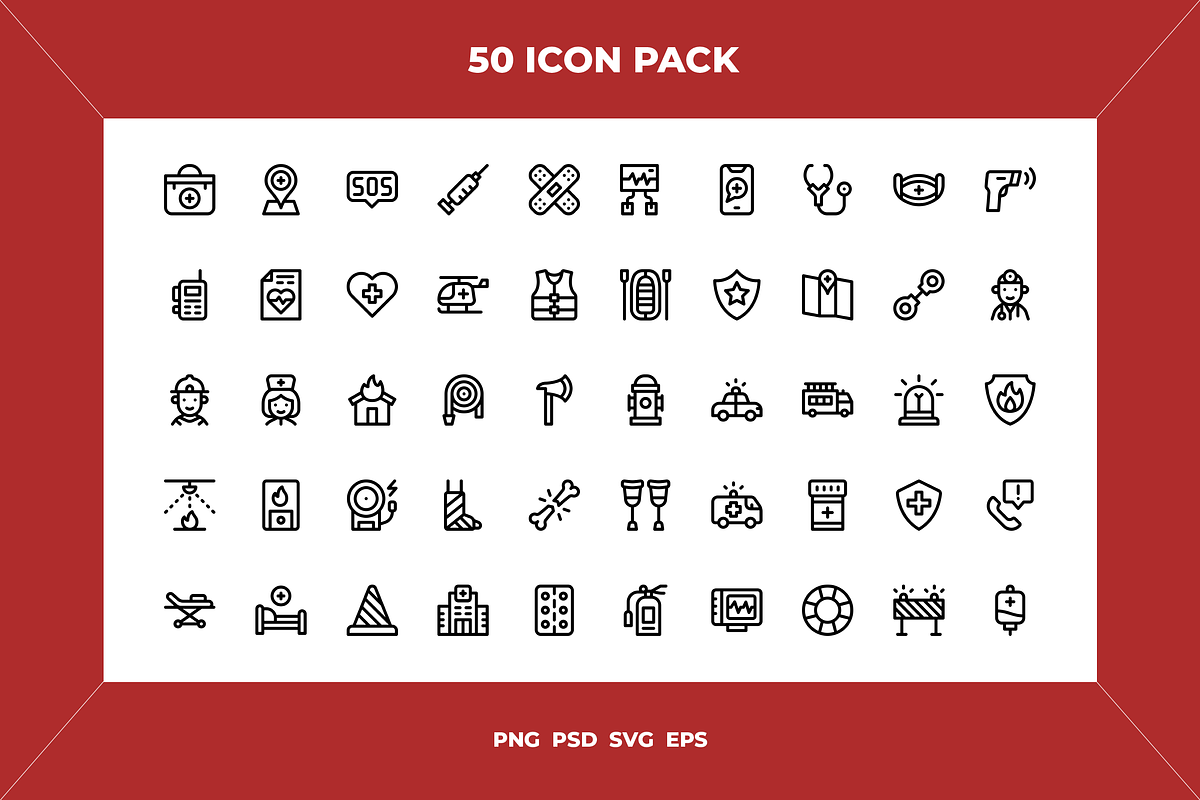 Emergencies icons, an Outline Icon by Wencory (Photo 1 of 2)