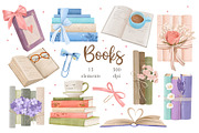 Watercolor Floral Books Clipart, an Education Illustration by ArtGiftsStudio (Thumbnail 1 of 5)