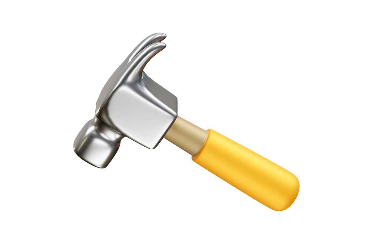 Hammer icon 3d rendering vector, an Object Illustration by fahad121
