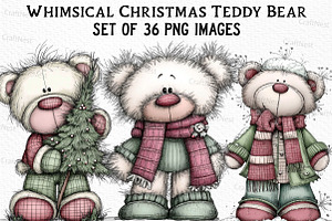 Whimsical Christmas Teddy Bear PNG, an Illustration by Craft Nest
