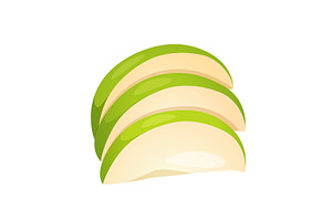 Fresh green apple fruit slices, a Food Illustration by Elen_Art