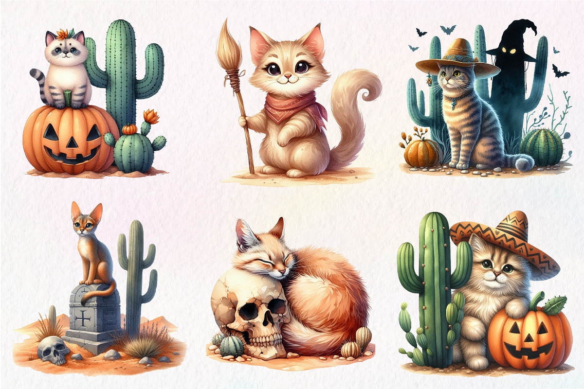 Halloween Desert Cat Clipart, an Illustration by Dream Creation (Photo 5 of 7)