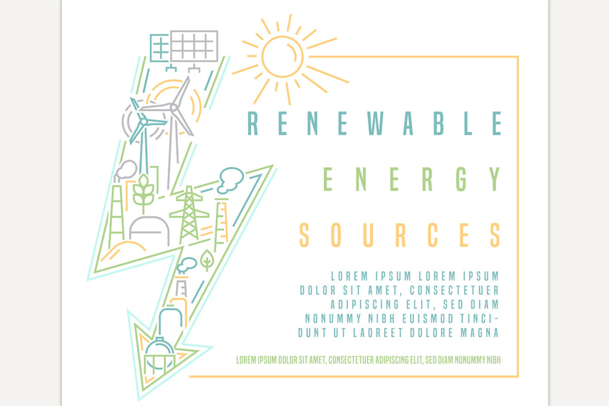 Renewable sustainable energy., a Technology Illustration by Anna's Shop