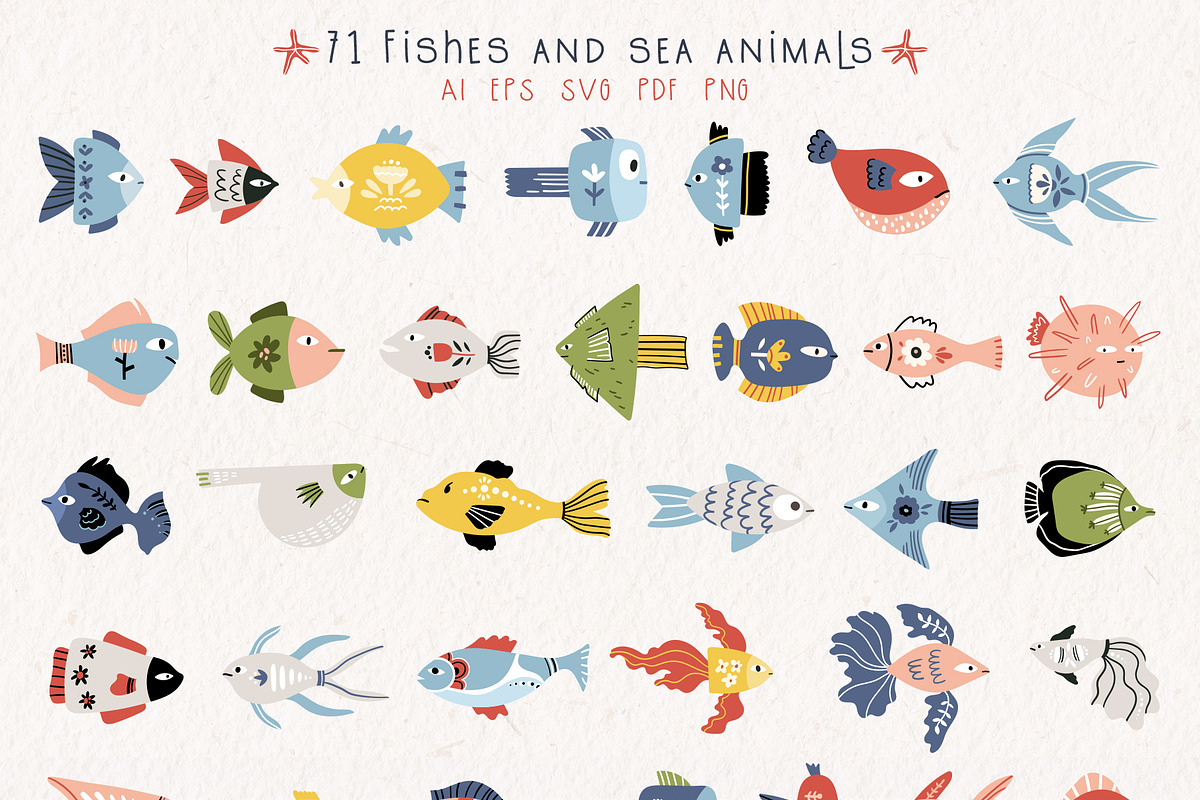 FOLK UNDERWATER - VECTOR KIT, a Decorative Illustration by My Space Garden (Photo 5 of 16)