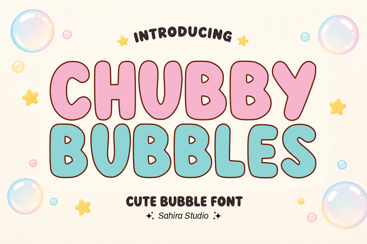 Chubby Bubbles - Cute Bubble Font, a Sans Serif Font by Sahira Studio