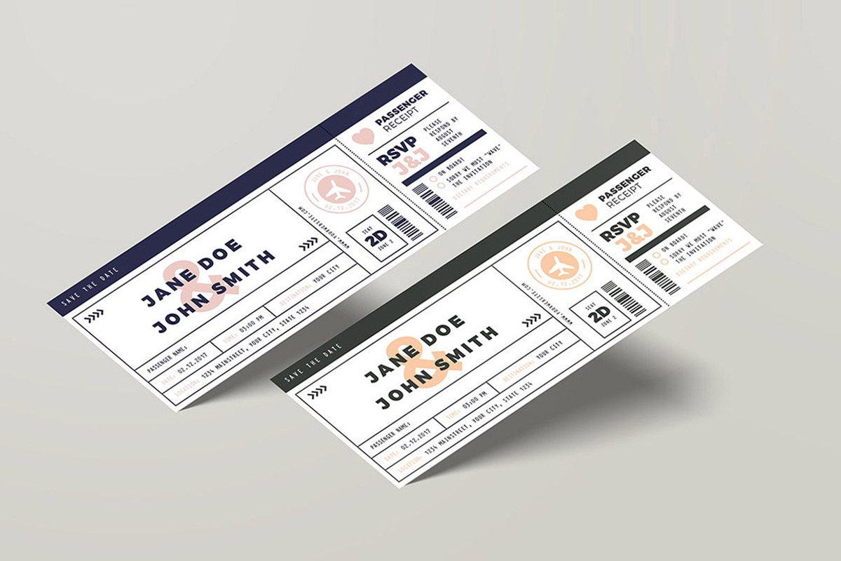 Boarding Pass Wedding Invitation, an Invitation Template by Vynetta (Photo 2 of 4)