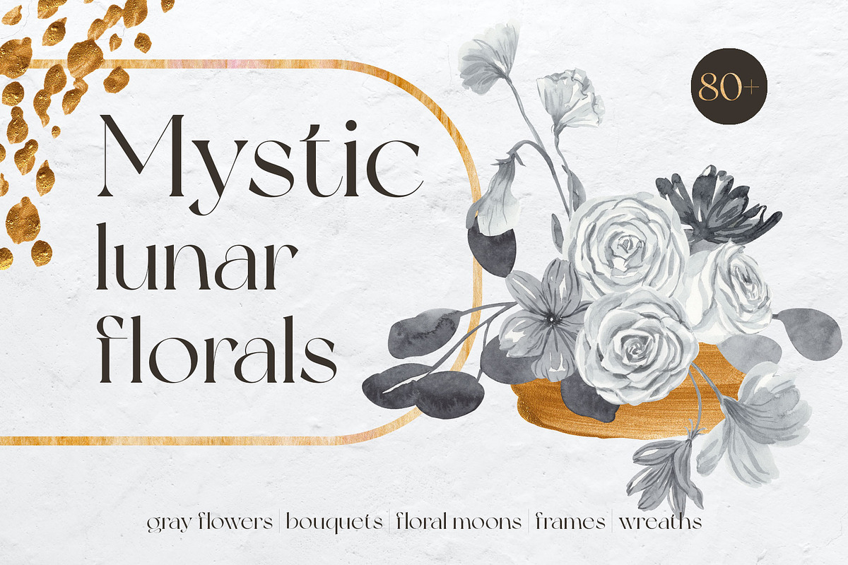 Mystic Lunar Florals Watercolor, an Illustration by Catch the Dream Art (Photo 1 of 9)