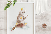 BEAR AND CHICKENS watercolor set, an Animal Illustration by erasovas (Thumbnail 9 of 15)