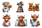 Halloween Highland Cow Ghost Clipart, an Illustration by CreationArt (Thumbnail 4 of 5)