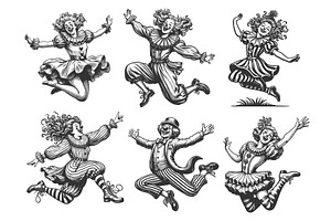 Jumping Circus Clowns set vector, a Person Illustration by AlexArt